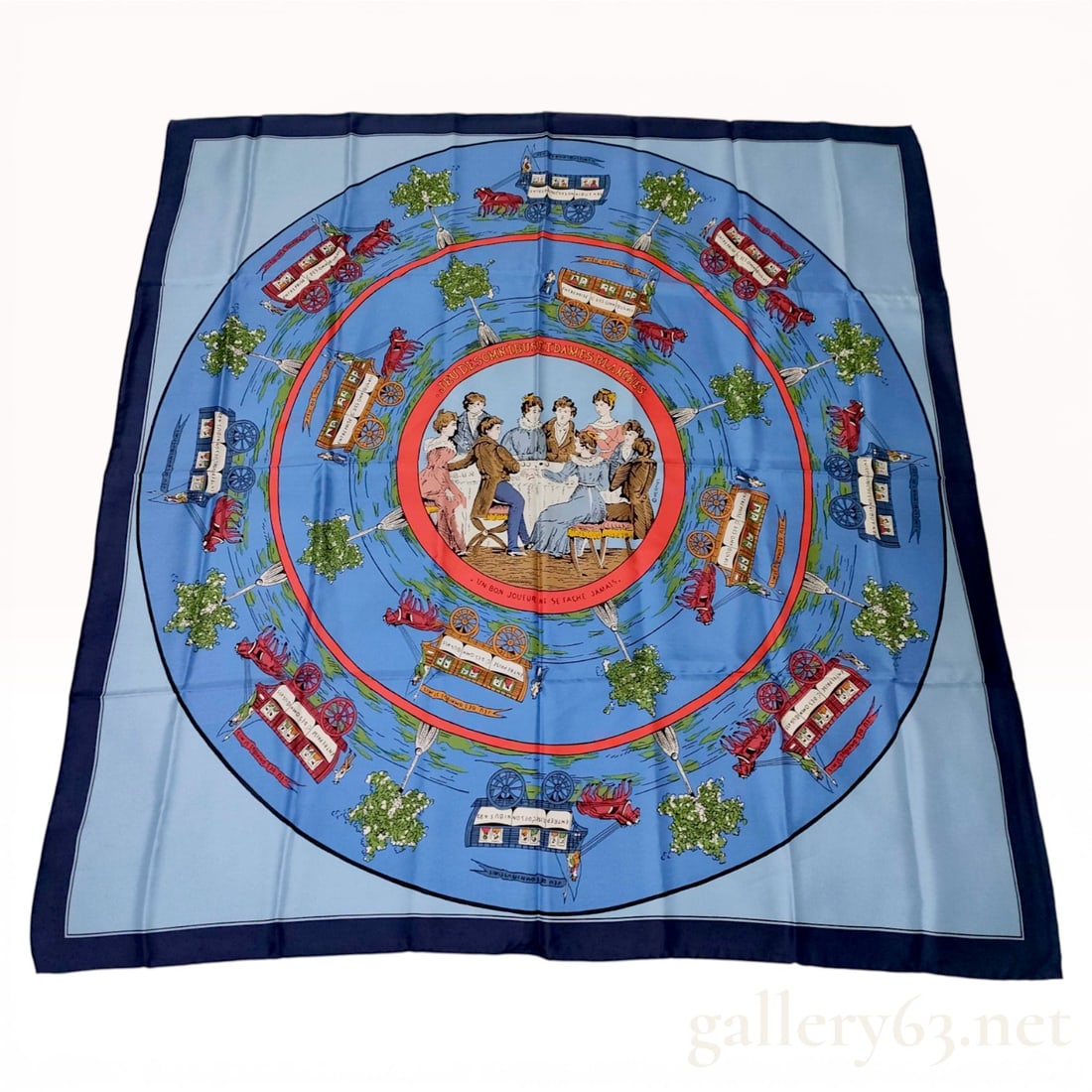 Hermes Silk Scarf Jeu des Omnibus et Dames Blanches, Carre 90 (1 of 10)
