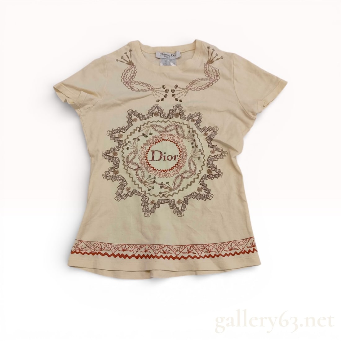 Christian Dior Boutique Paris Spring 2006 Mandala Print T-Shirt: This Christian Dior Boutique Paris short-sleeved crewneck t-shirt is a notable piece from the Spring/Summer 2006 collection, designed during John Galliano's tenure at the house. The garment is crafted