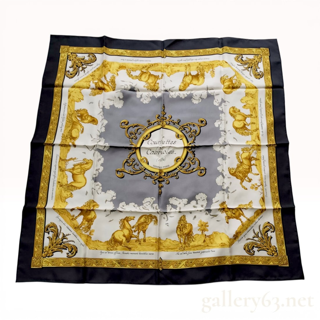 Hermes Silk Carre 90 Scarf, Courbettes et Cabrioles Pattern (1 of 10)