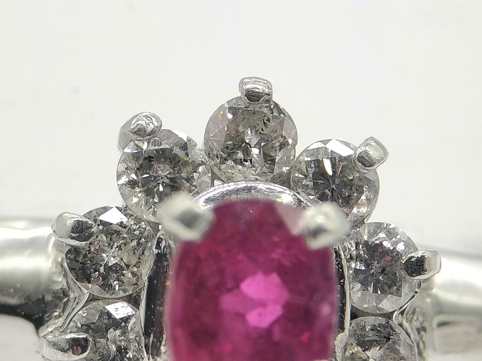 Platinum, Ruby, and Diamond Halo Cluster Ring - 3