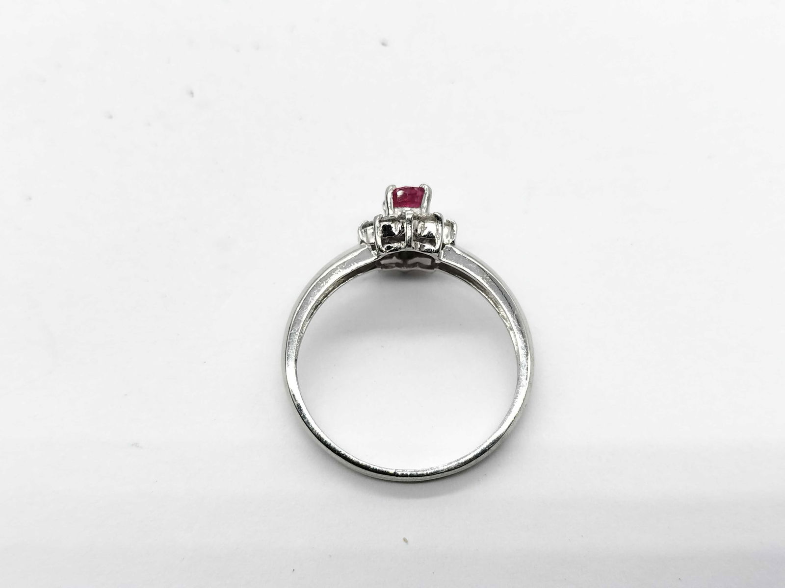 Platinum, Ruby, and Diamond Halo Cluster Ring - 5
