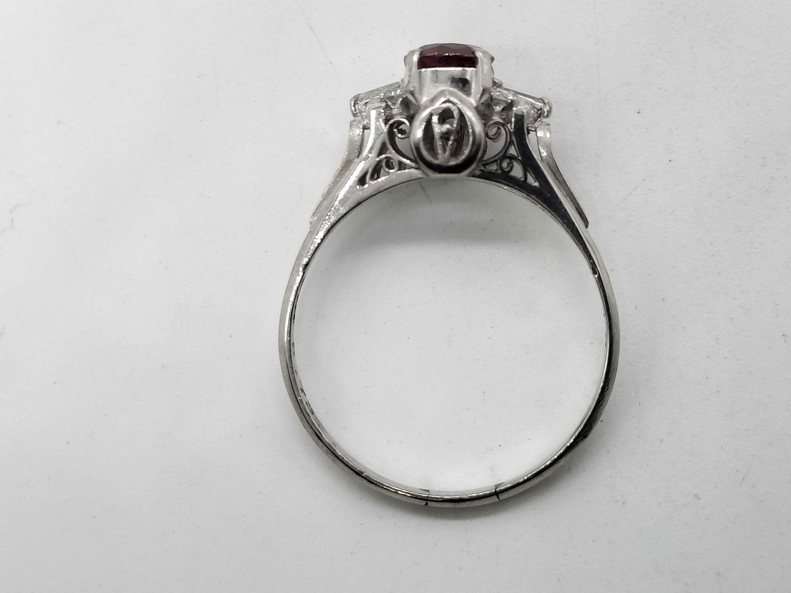 Platinum, Ruby, and Diamond Cocktail Ring - 10