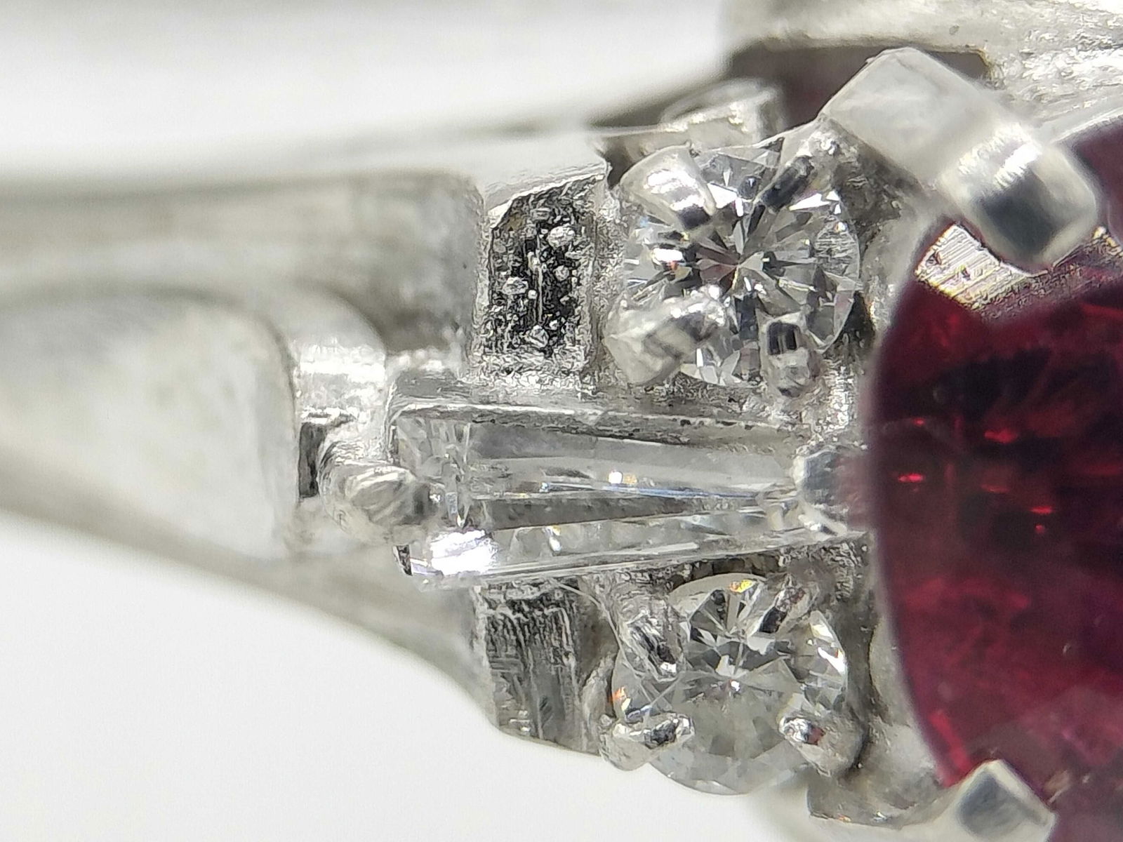 Platinum, Ruby, and Diamond Cocktail Ring - 6