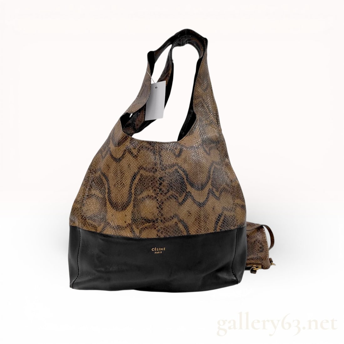 Celine All Soft Python and Leather Shoulder Bag, Black and Tan (1 of 10)