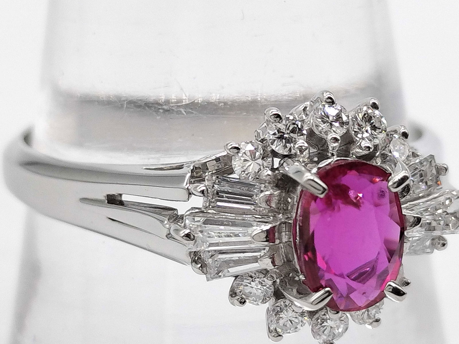 Platinum, Ruby, and Diamond Cocktail Ring size 7.5 - 3