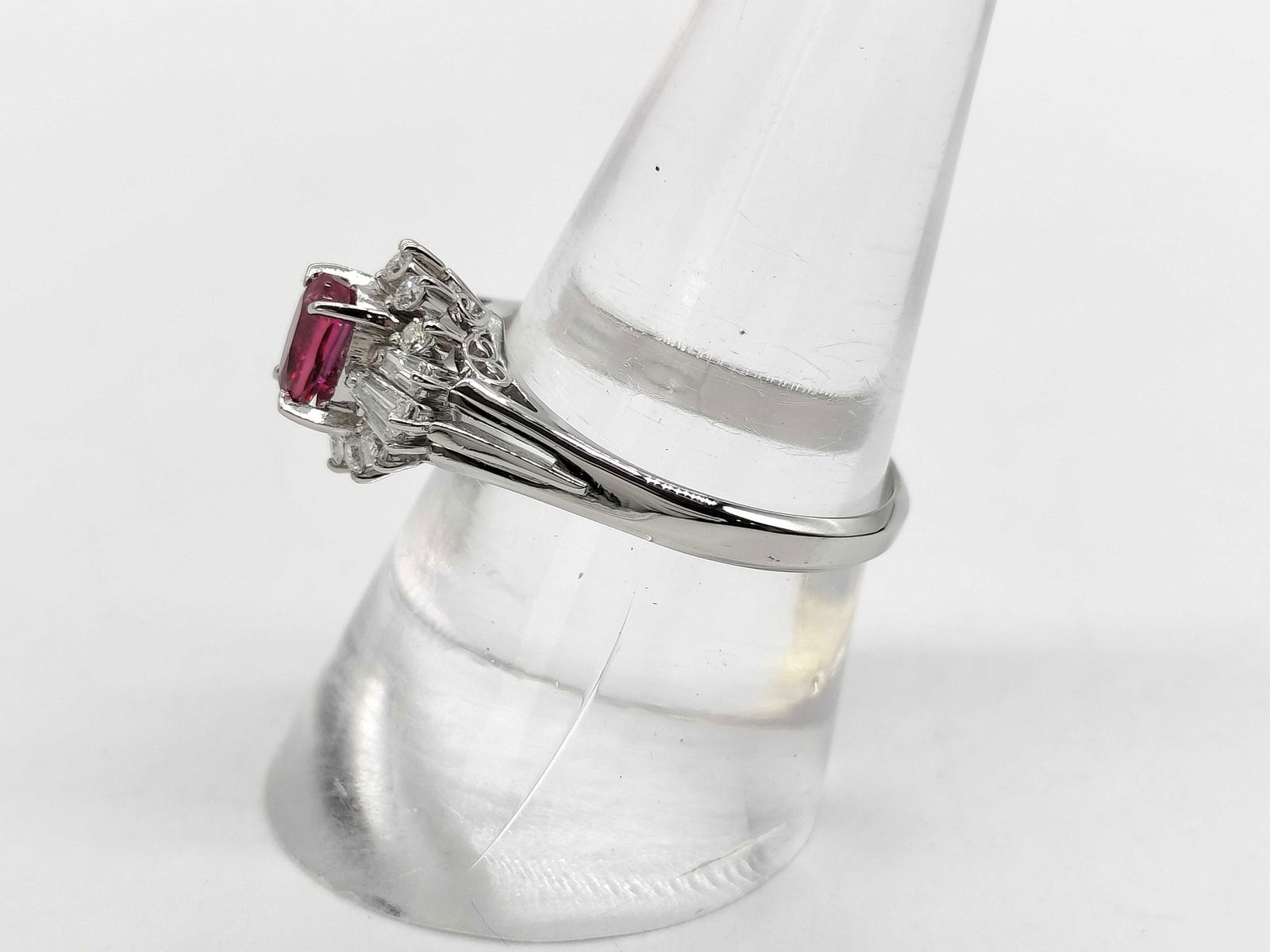 Platinum, Ruby, and Diamond Cocktail Ring size 7.5 - 4