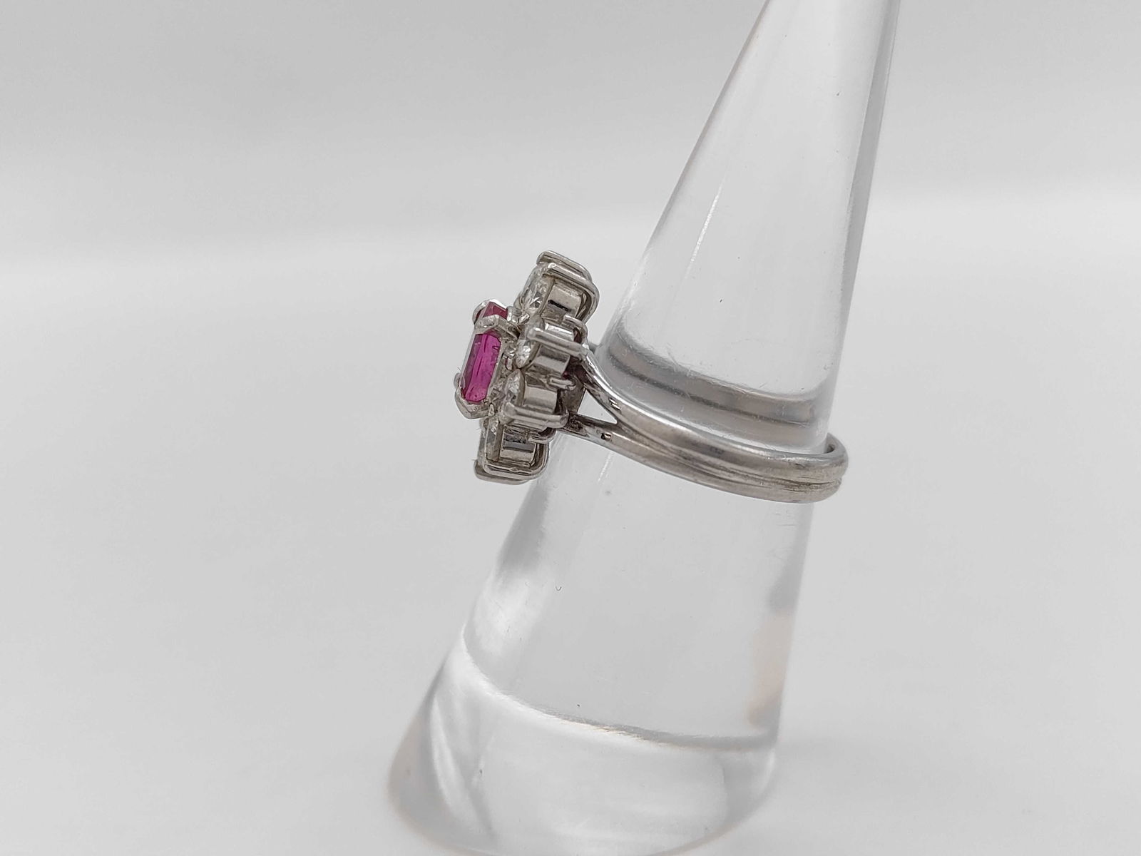Platinum, Ruby, and Diamond Cluster Ring - 2