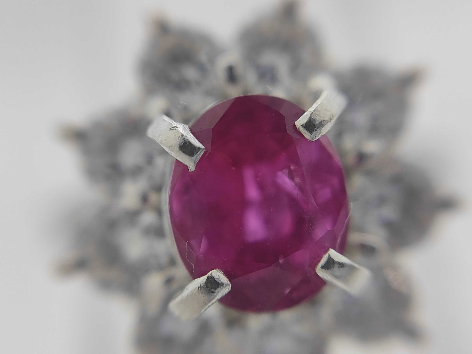 Platinum, Ruby, and Diamond Cluster Ring - 3