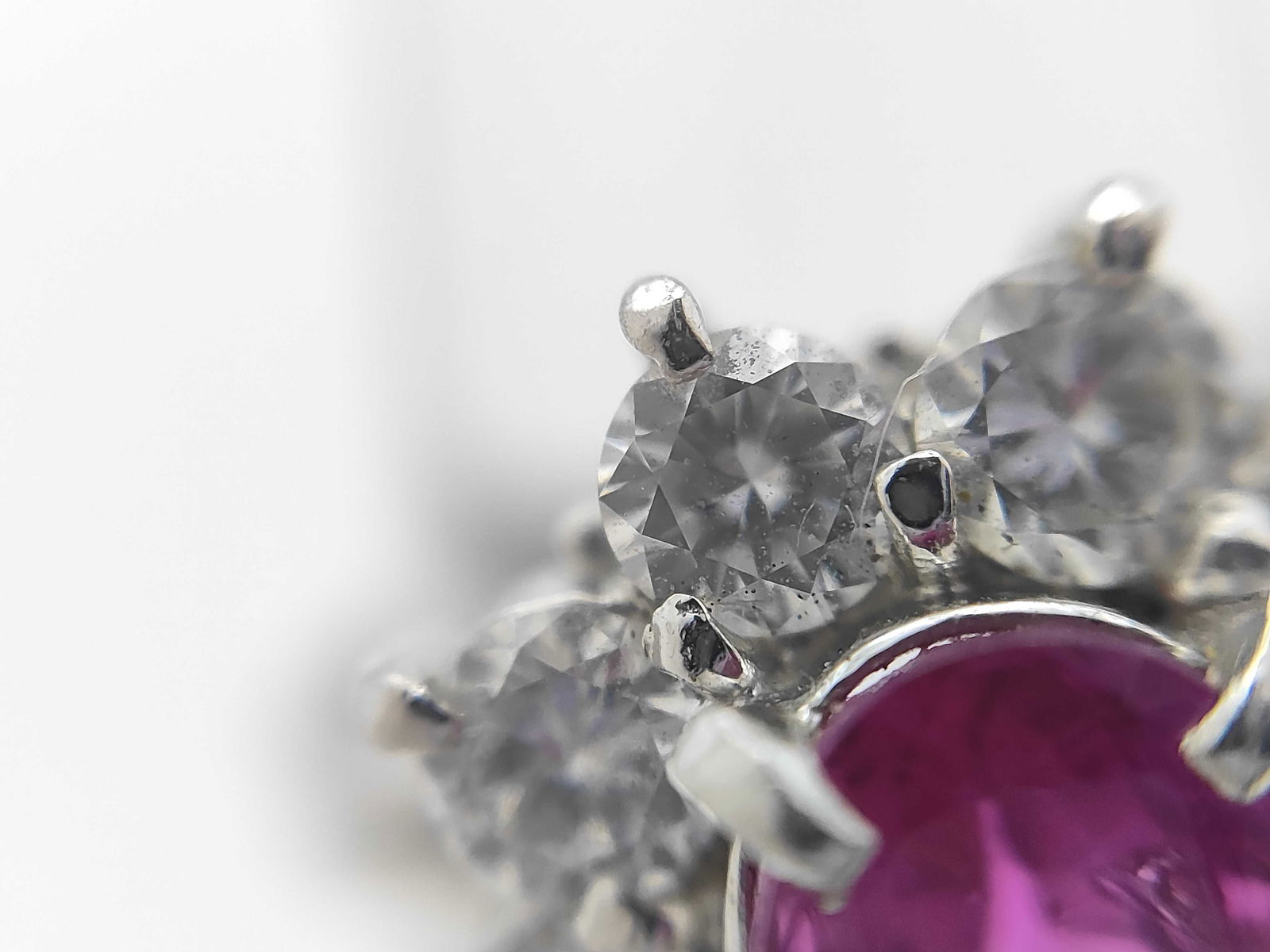Platinum, Ruby, and Diamond Cluster Ring - 4