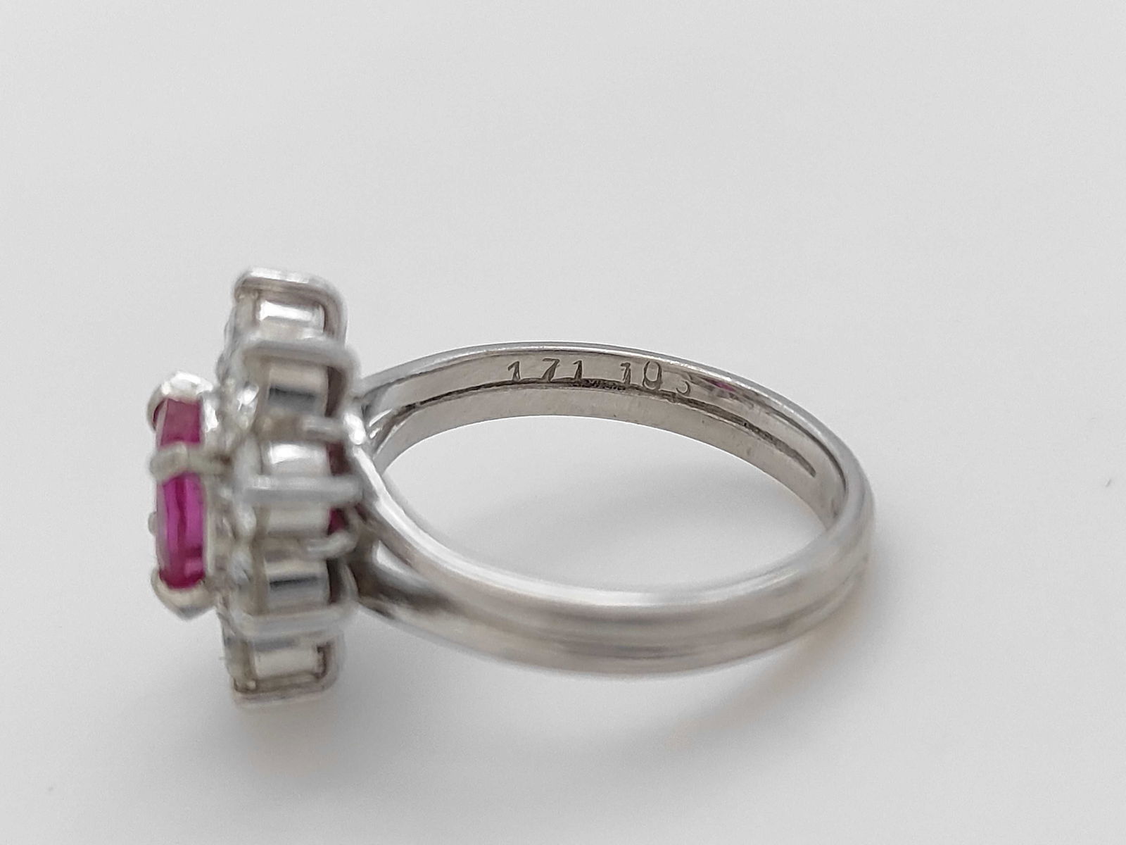 Platinum, Ruby, and Diamond Cluster Ring - 5
