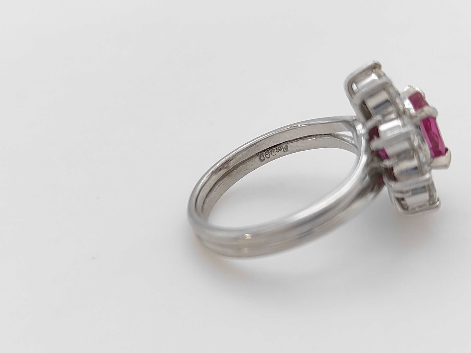 Platinum, Ruby, and Diamond Cluster Ring - 6