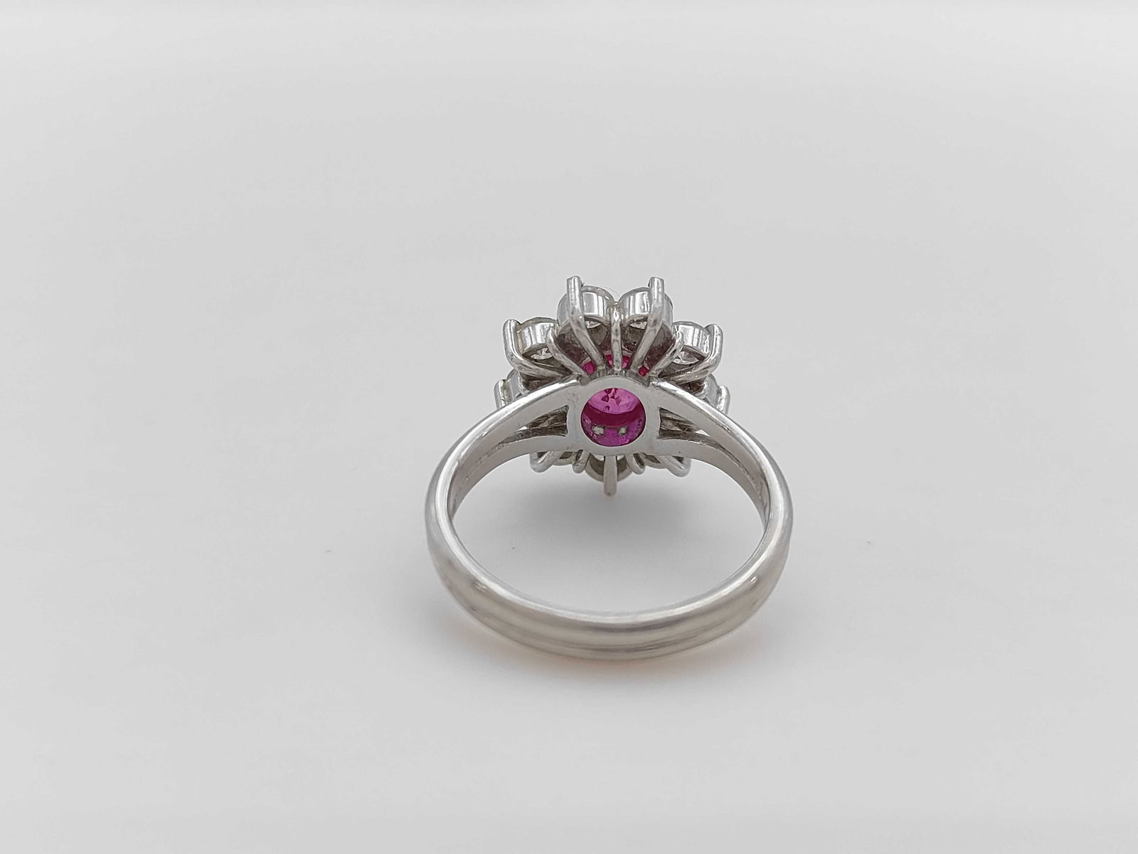 Platinum, Ruby, and Diamond Cluster Ring - 7