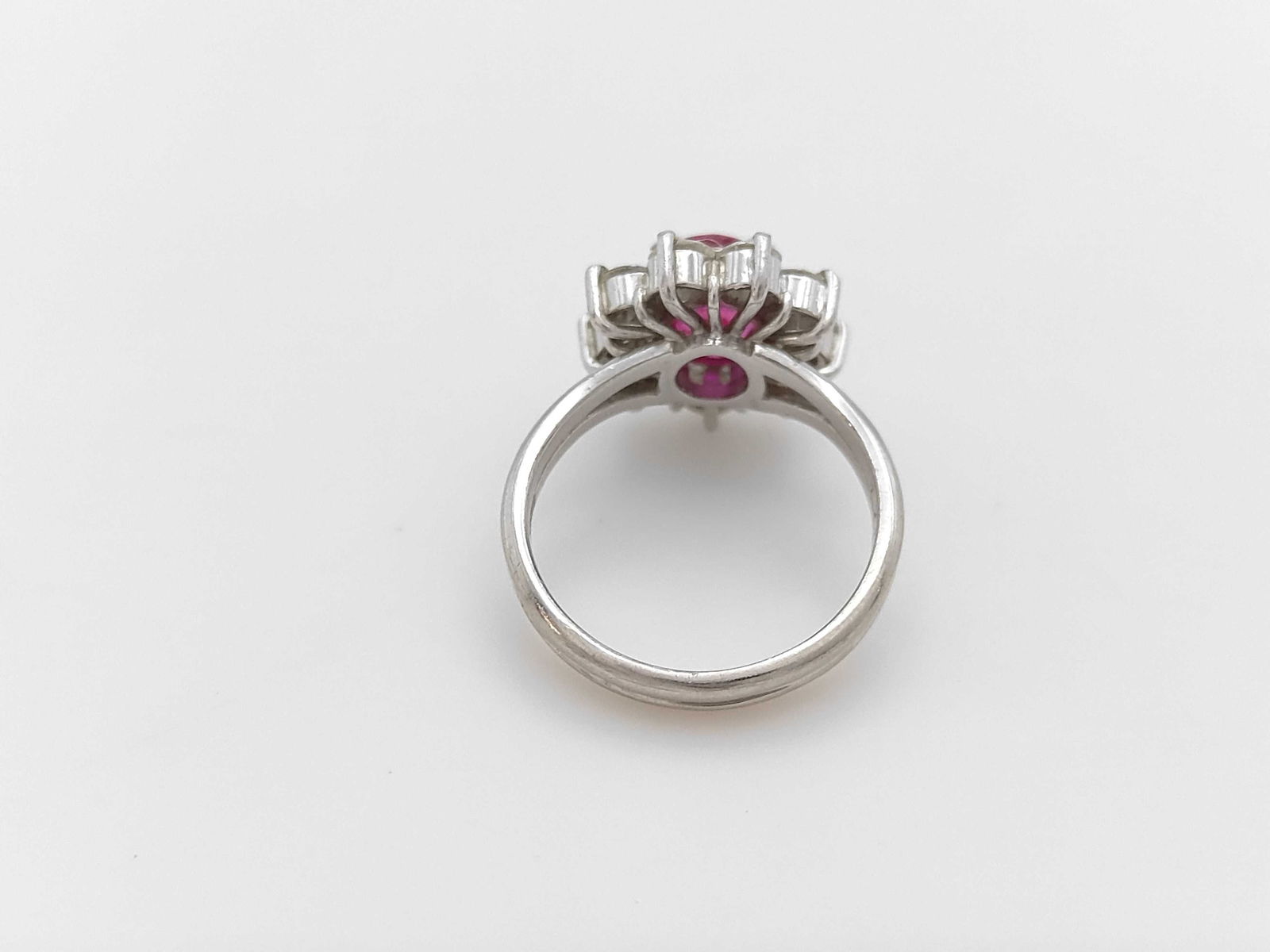 Platinum, Ruby, and Diamond Cluster Ring - 8