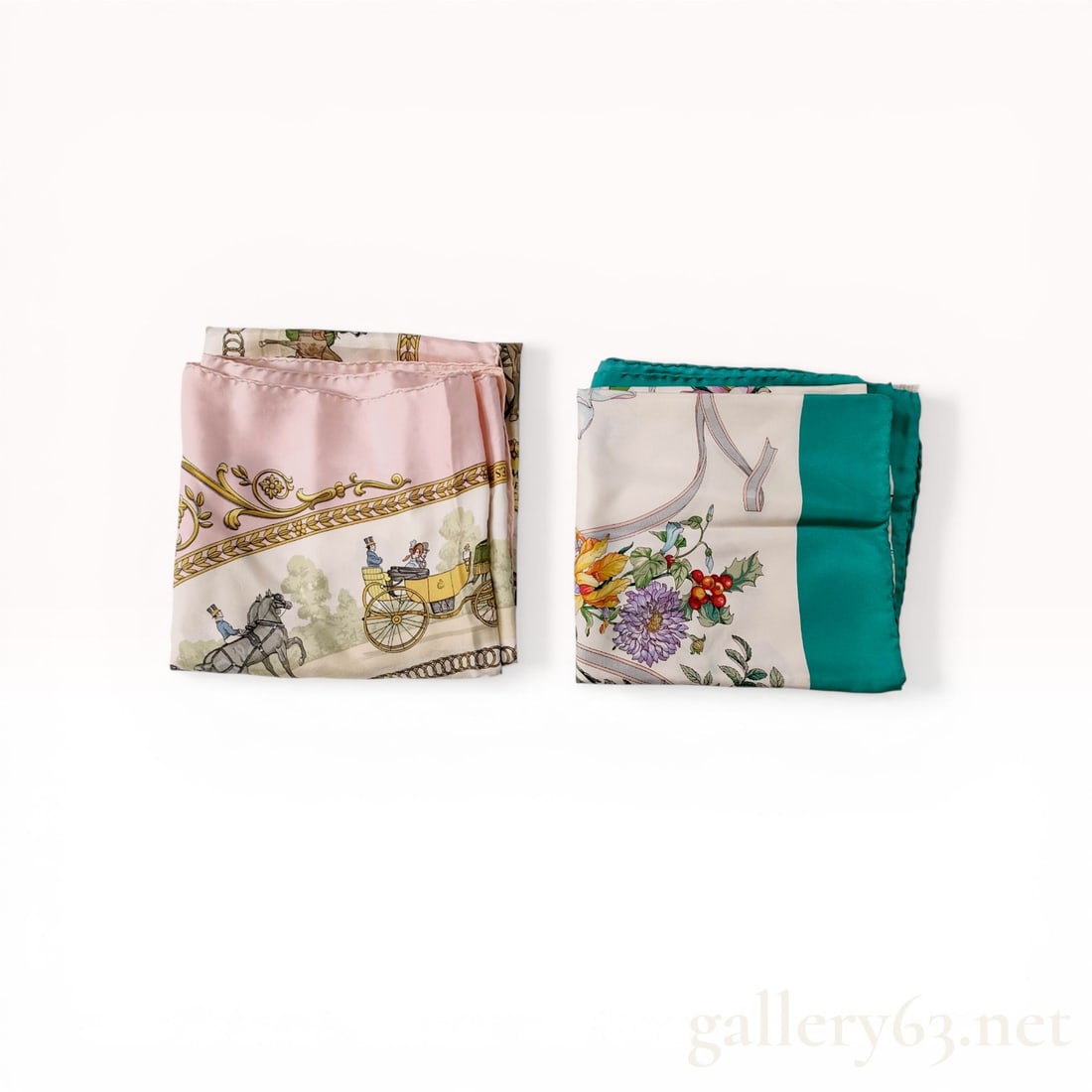 Two Gucci and Hermes Silk Scarves including Flora and La Promenade de Longchamps Patterns (1 of 10)