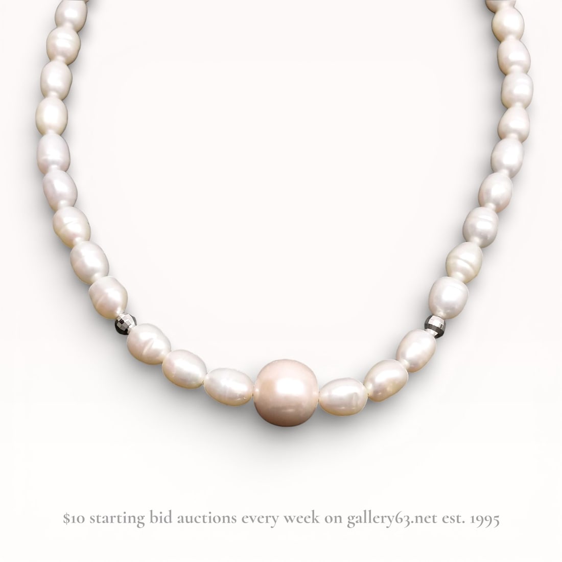 Cultured Freshwater Baroque Pearl Strand Necklace with Silver Clasp (1 of 9)