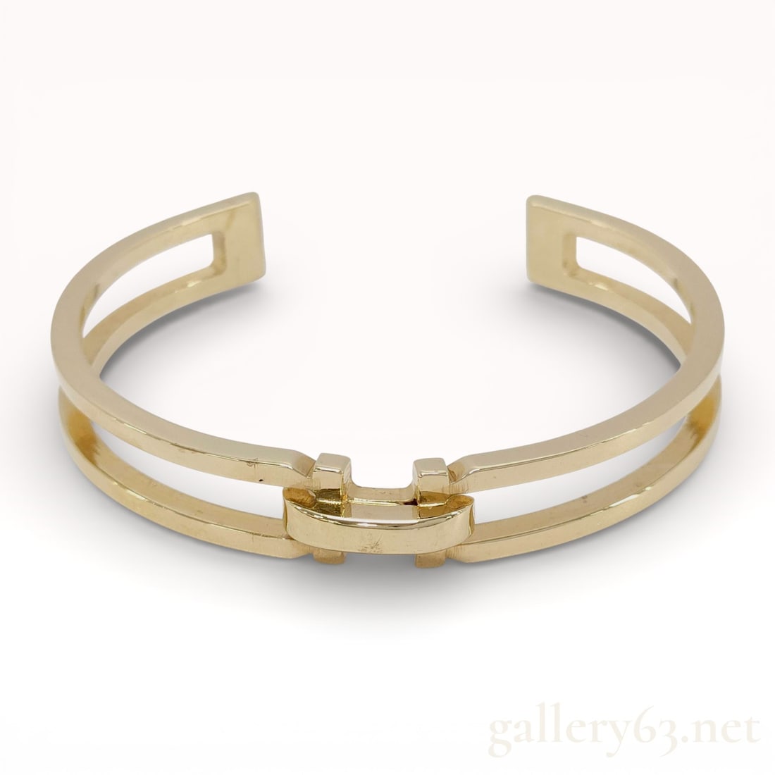 Salvatore Ferragamo Gold-Tone Gancini Double Band Cuff Bracelet (1 of 10)