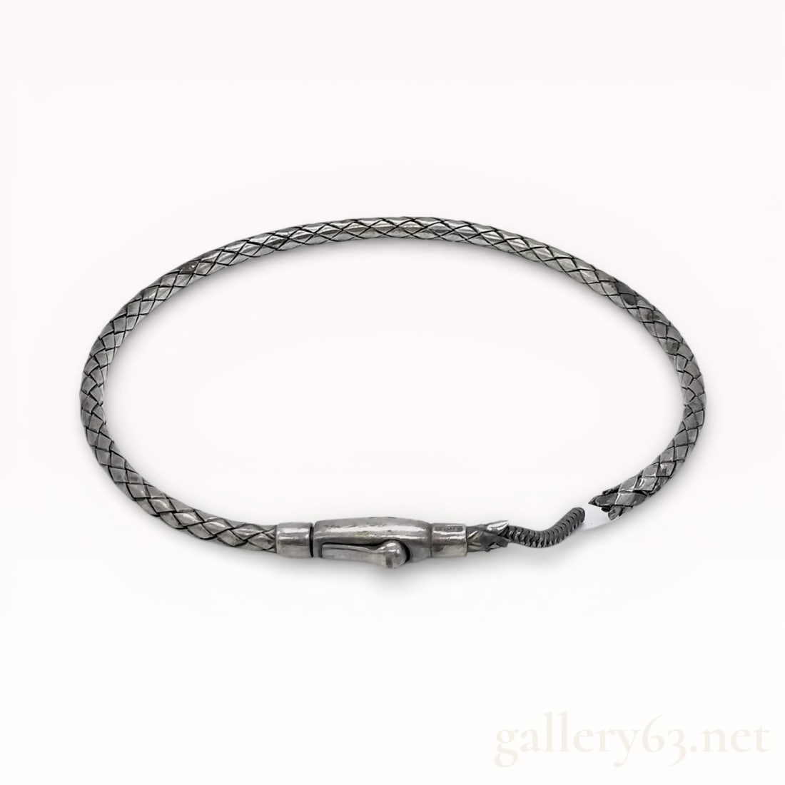 Bottega Veneta Sterling Silver Intrecciato Woven Bracelet (1 of 9)