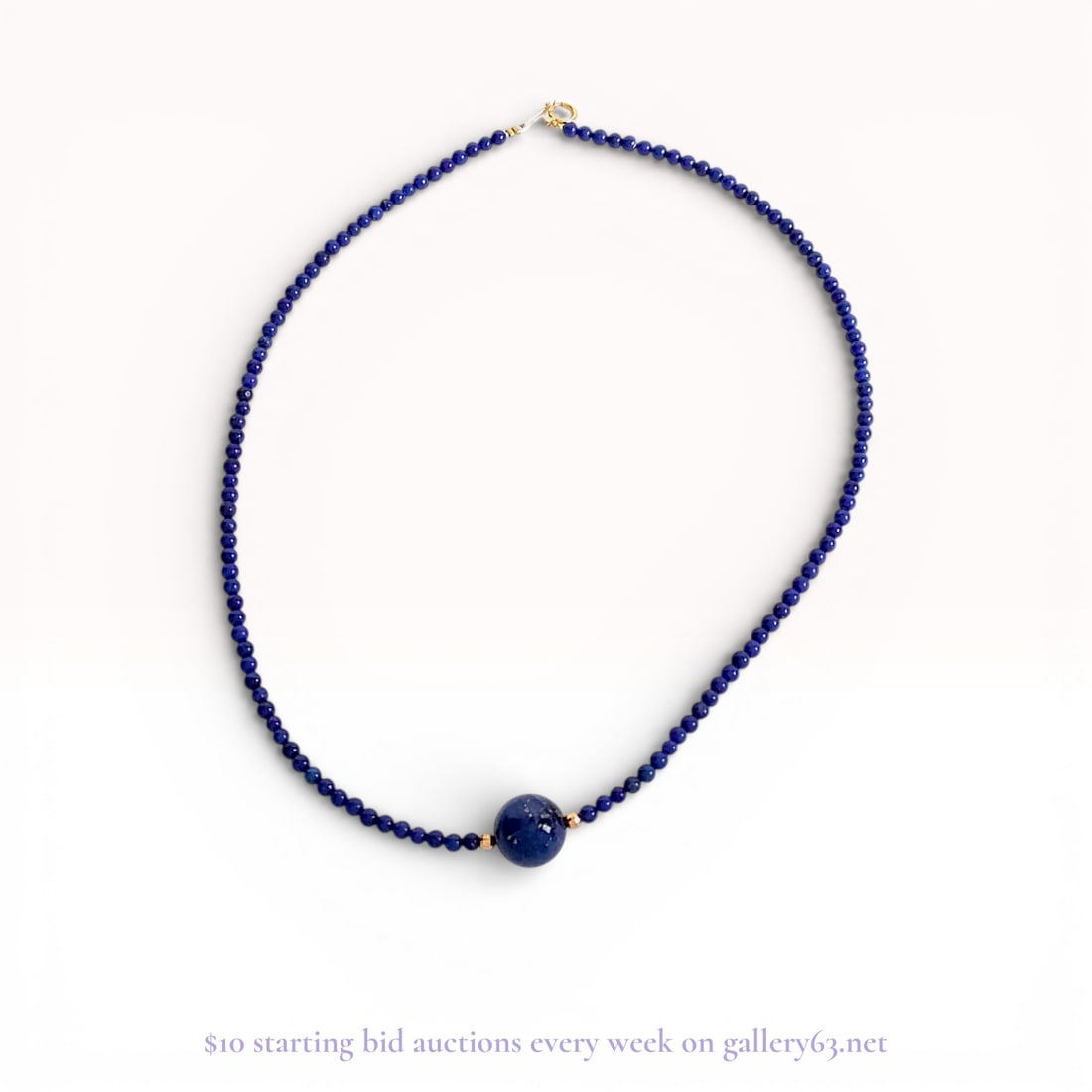 Lapis Lazuli and 18 Karat Yellow Gold Beaded Necklace (1 of 5)
