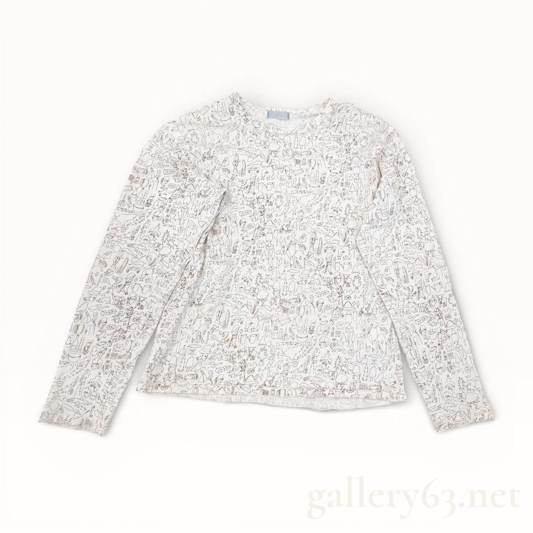Comme des Garcons Homme Long Sleeve Doodle Print Deconstructed Cotton T-Shirt (1 of 10)