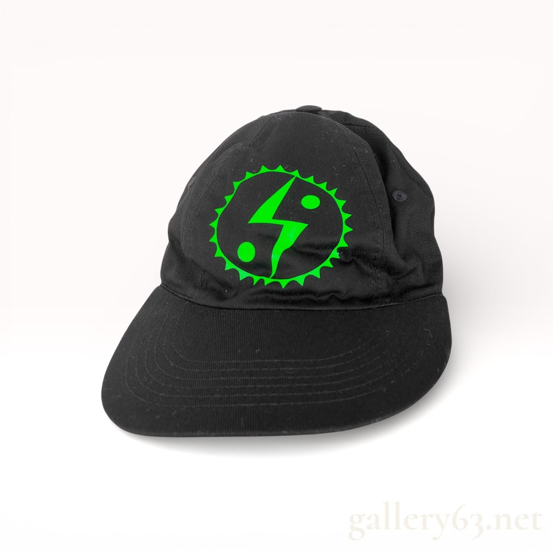 Stella McCartney Black Cotton Baseball Cap with Neon Green Graphics (1 of 10)