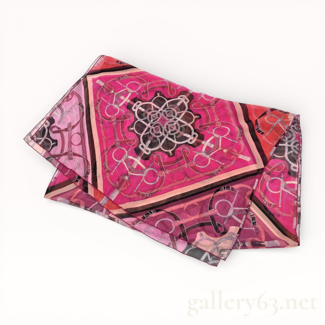 Hermes Caton Equestrian Print Silk Chiffon Scarf (1 of 10)