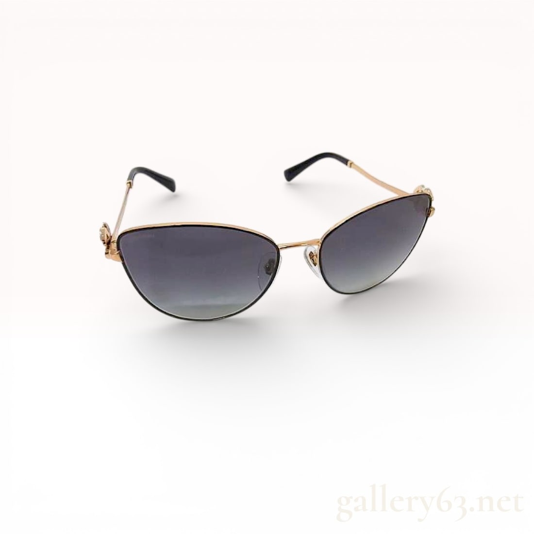 Bvlgari 6185-B Gold-Tone Cat-Eye Sunglasses with Crystal Fiore Accents (1 of 6)