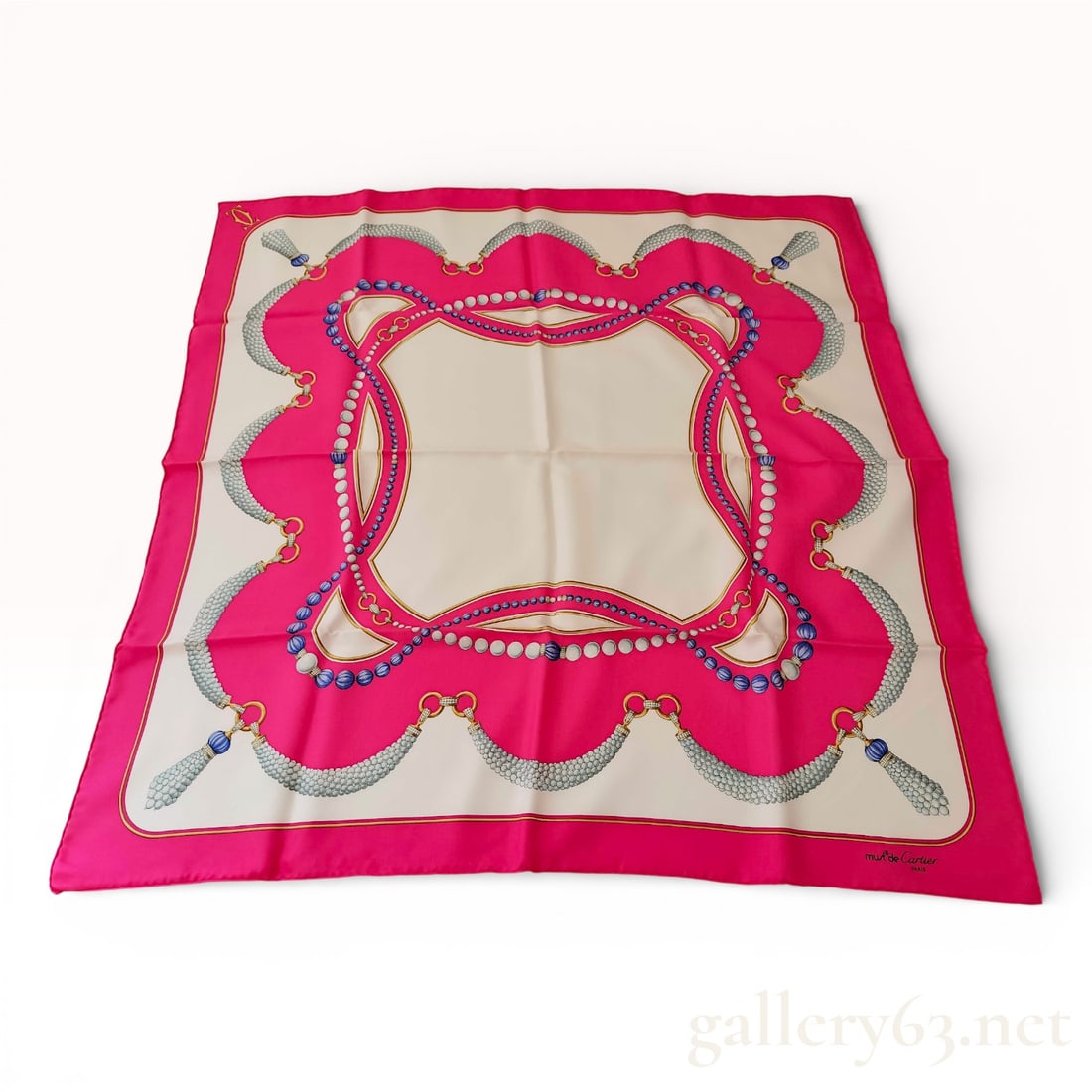 Must de Cartier Silk Square Scarf with Jewelry Motif (1 of 10)