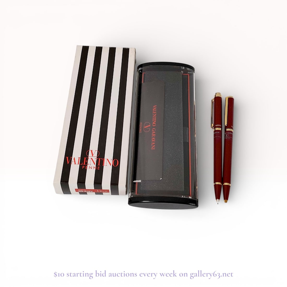 Valentino Garavani BS-615V Burgundy Resin Ballpoint Pen and Mechanical Pencil Set (1 of 5)