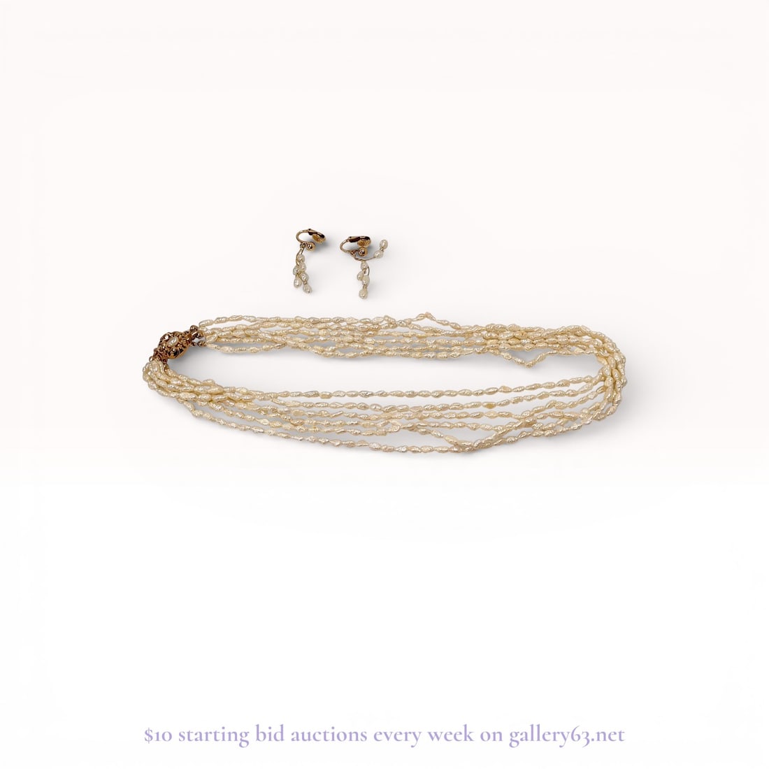 Multi-Strand Freshwater Rice Pearl Necklace and Earring Set (1 of 7)