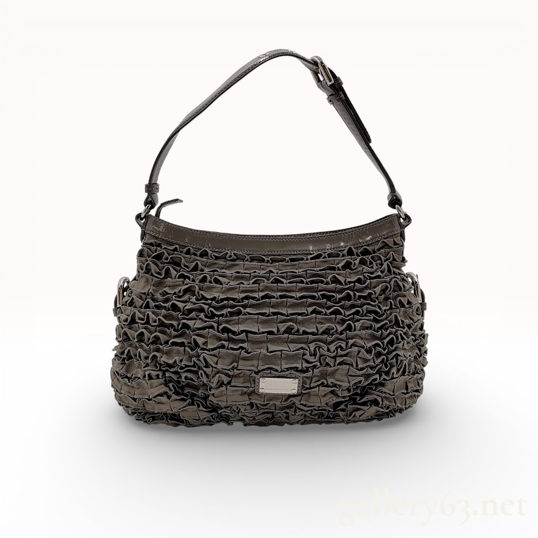 Moschino Cheap and Chic Ruffled Textile and Patent Leather Hobo Bag (1 of 8)