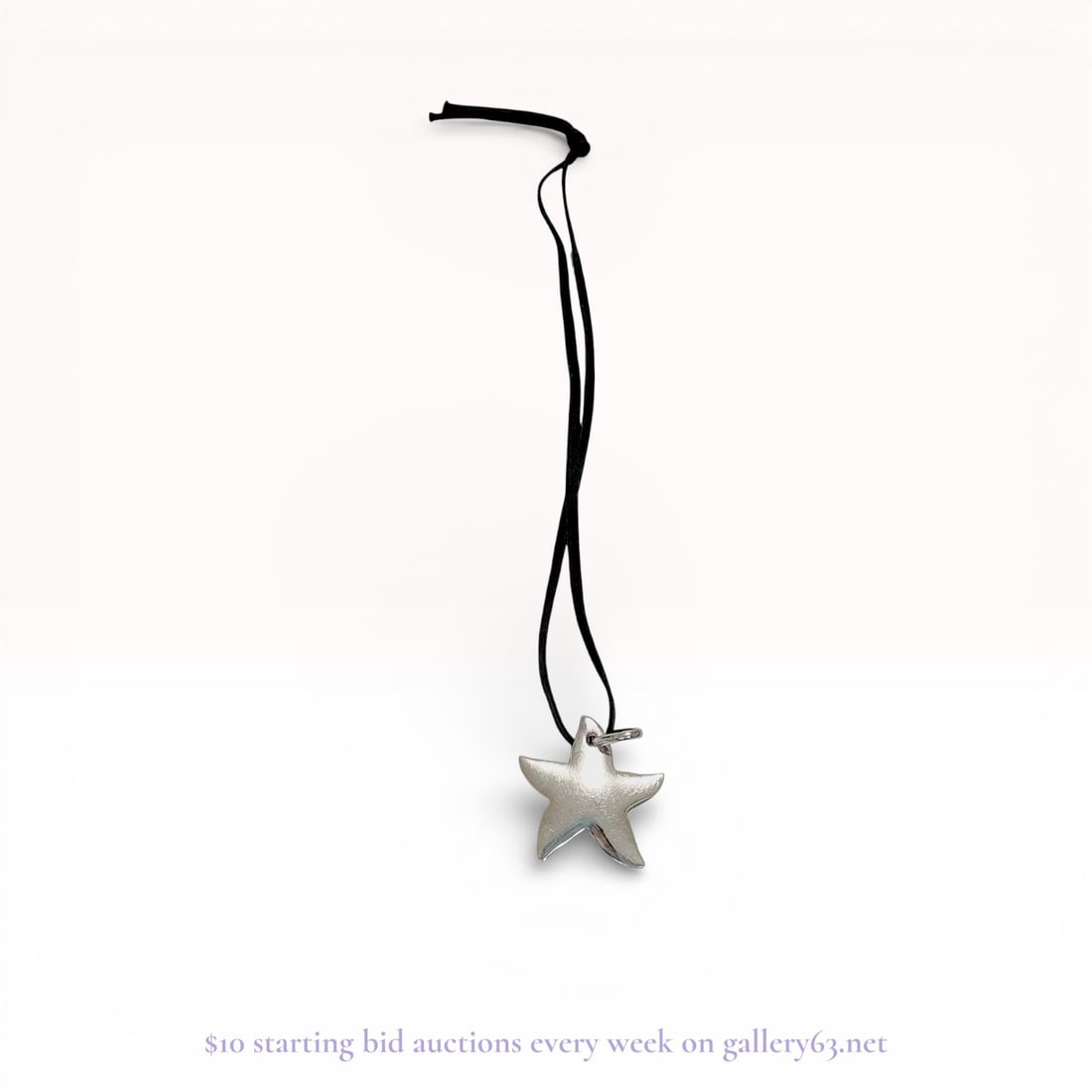 Tous Sterling Silver Starfish Pendant on Black Cord Necklace (1 of 8)