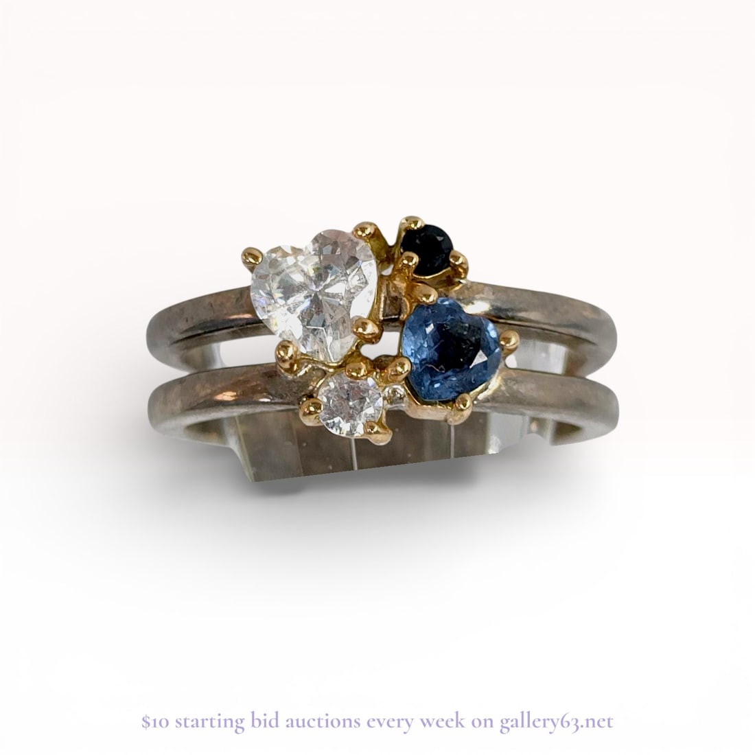 Two-Tone 18K Gold and Sterling Silver Multi-Stone Cluster Ring (1 of 4)