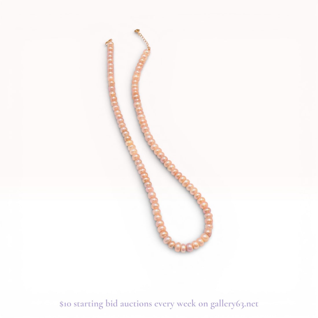 Peach Freshwater Cultured Pearl Strand Necklace with 10 Karat Yellow Gold Clasp (1 of 5)