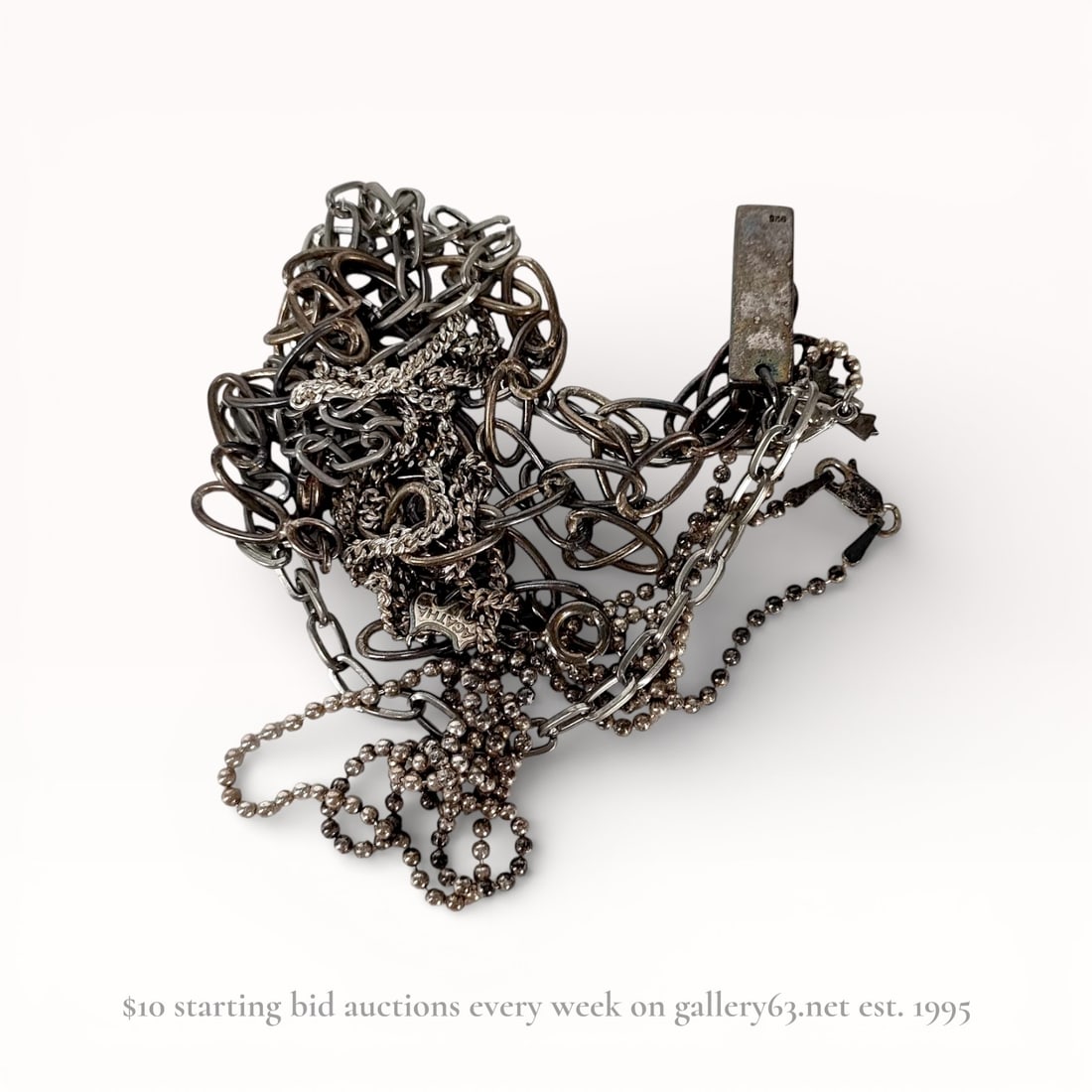 A Trio of Silver-Tone and Sterling Silver Necklaces Including Agatha Paris (1 of 6)