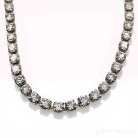 18K Yellow Gold and 10.00ctw Natural Diamond Tennis Necklace