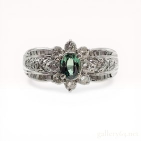 Platinum Alexandrite and Diamond Cocktail Ring