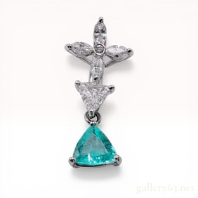Platinum Brazilian Neon Blue Paraiba Tourmaline and Diamond Articulated Drop Pendant with GIA Report