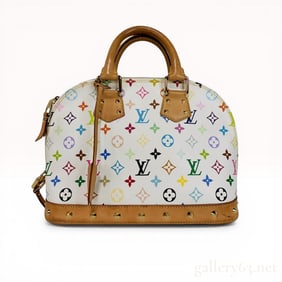 Louis Vuitton White Monogram Multicolore Alma PM Handbag
