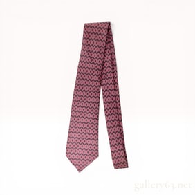 Hermes Silk Necktie in Pink Geometric Mesh Pattern