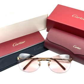 Cartier C Decor Gold-Tone Rimless Sunglasses with Original Packaging