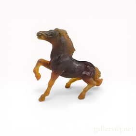 Daum France Pate de Verre Spirited Horse Figurine
