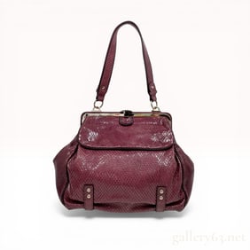 Max Mara Burgundy Snakeskin Frame Shoulder Bag
