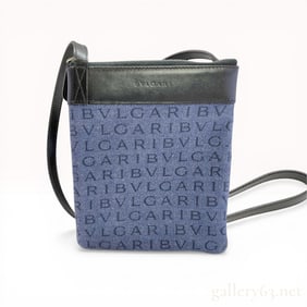 Bvlgari Mania Monogram Denim and Leather Crossbody Pouch Bag