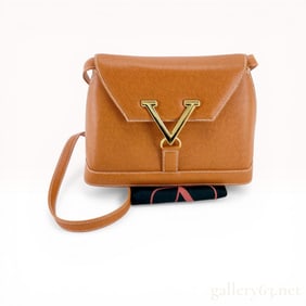 Valentino Garavani Vintage Tan Textured Leather Shoulder Bag