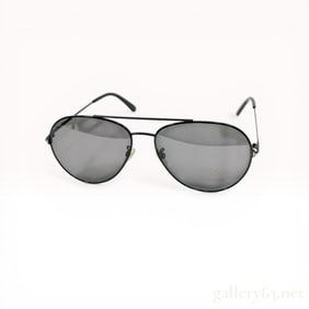 Tom Ford Black Metal Aviator Sunglasses with Polarized Lenses