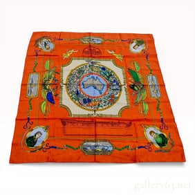 Hermes Le Geographe Silk Jacquard Scarf by Loic Dubigeon
