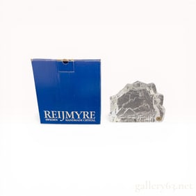 Reijmyre Sweden Handmade Crystal Mountain Iceberg Sculpture with Box