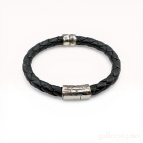 Bottega Veneta Intrecciato Braided Leather and Sterling Silver Bracelet