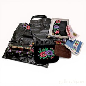 An Assortment of Feiler Chenille Bags, Pouches, and Hand Towels