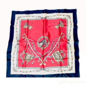 Celine Equestrian Motif Silk Scarf